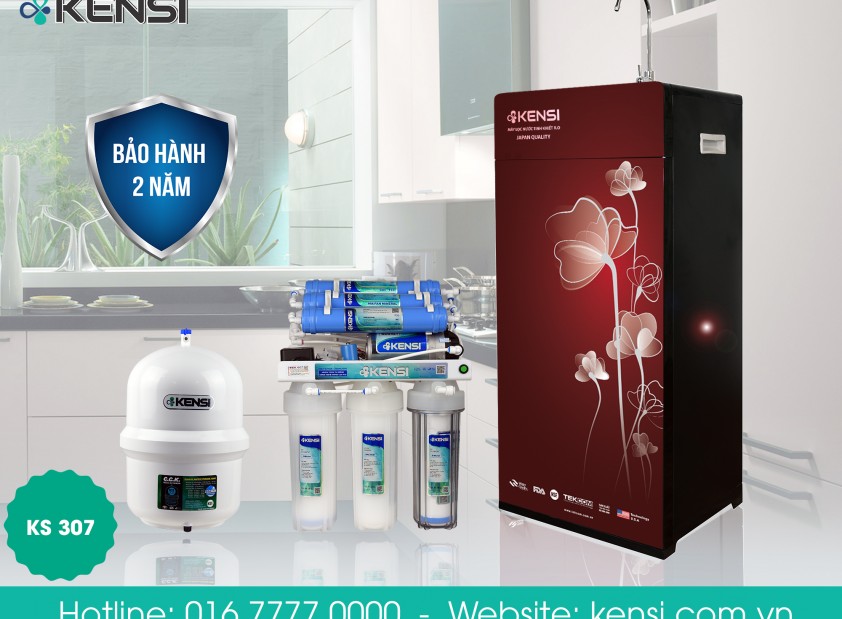 Tìm hiều cấu tạo máy lọc nước RO Kensi 7 cấp lọc 3 cốc nguyên sinh